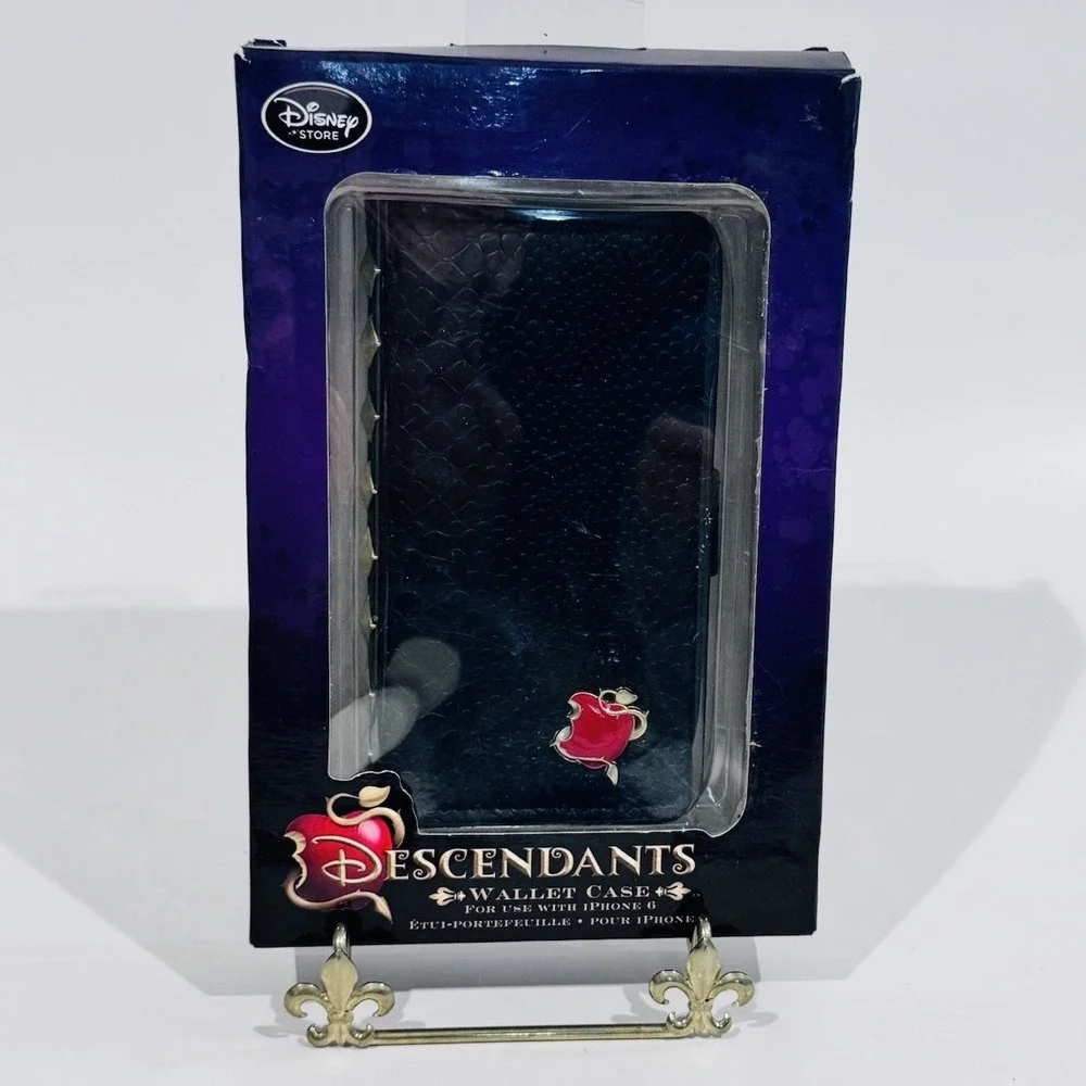 New Disney Descendants iPhone 6 Wallet Phone‎ Case Black Faux Leather Red Apple